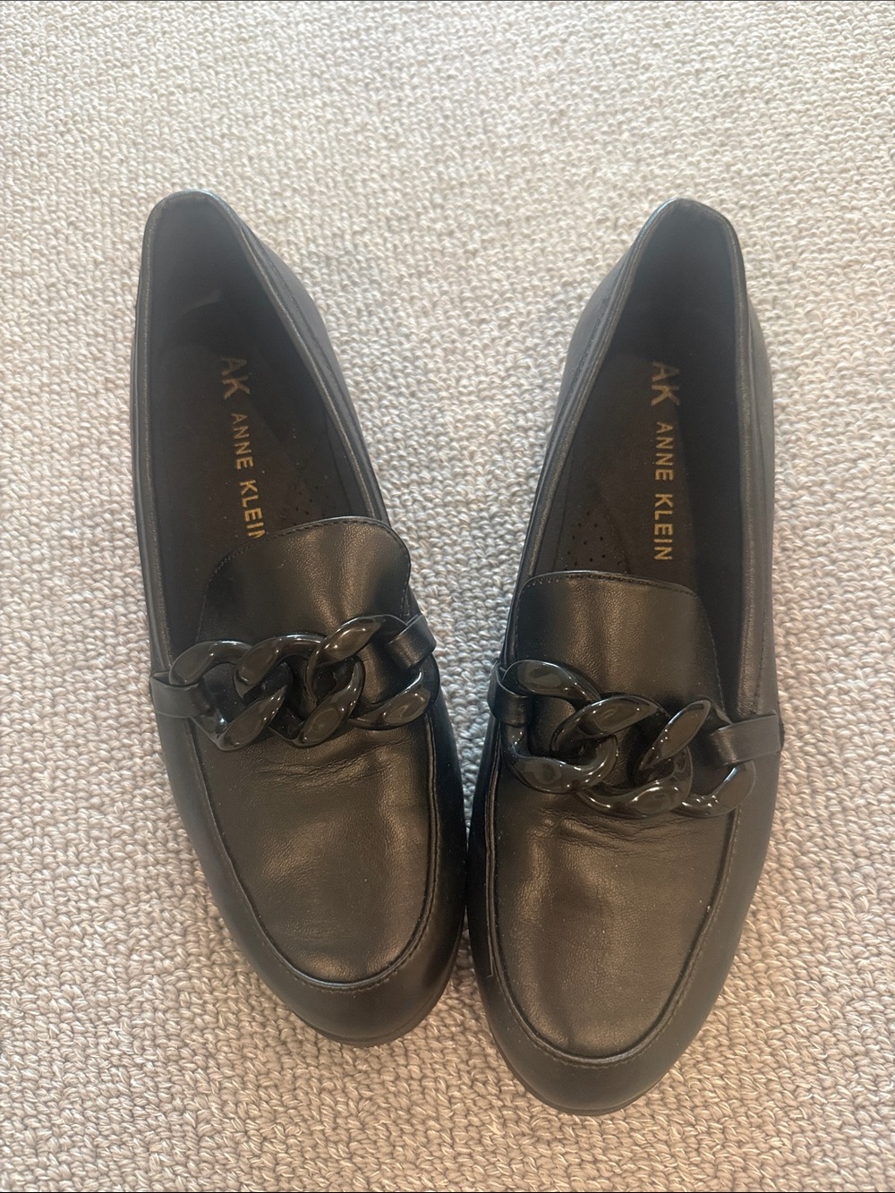 Anne Klein Black Chain-Link Loafers